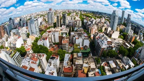 View of the skyline of Buenos Aires on a cloudy day Stock-Footage 73993729