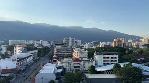 View of Skyline From Nimman Hill, MAYA Mall in Chiang Mai Stock Footage 259838496