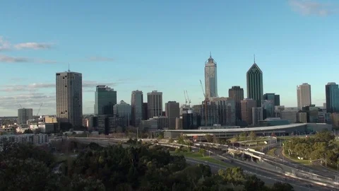 View on the Skyline of Perth in Western Australia Stock Footage 74873295