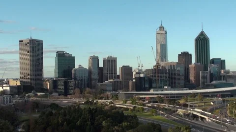 View on the Skyline of Perth in Western Australia Stock Footage 74874319