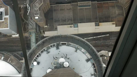 View from Skypod of the CN Tower Main Observation Level, Toronto Stock Footage 192035474