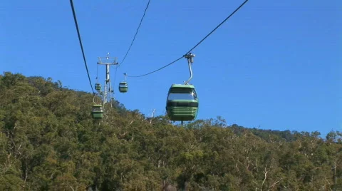  view of skyrail from inside cabin Australia Stock Footage 157039