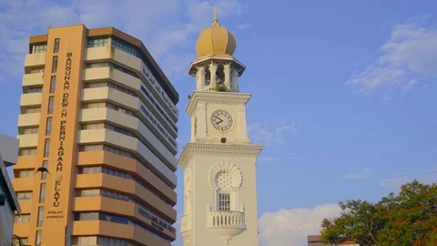 View of skyscraper and buddha bell dome in Penang Stock Footage 108798458