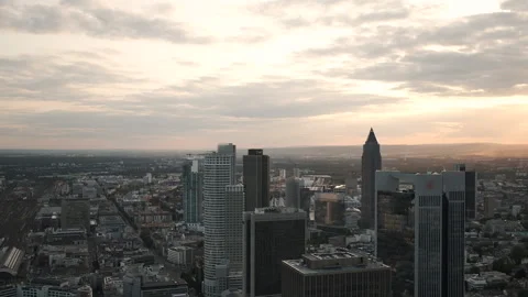 View from the skyscraper on the city from a height during the summer sunset Stock Footage 194698164