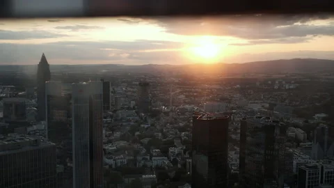 View from the skyscraper on the city from a height during the summer sunset Stock Footage 194698432