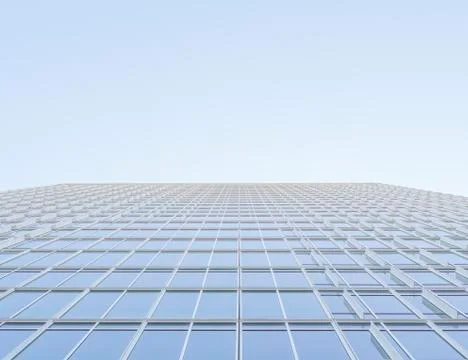 A view up to a skyscraper merging into the sky Stockfoto's