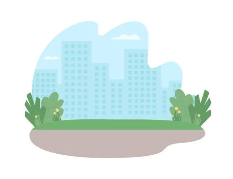 View on skyscrapers 2D vector web banner, poster Stock Illustration