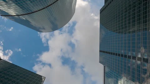 View of Skyscrapers and Clouds Sky Stock Footage 162448694