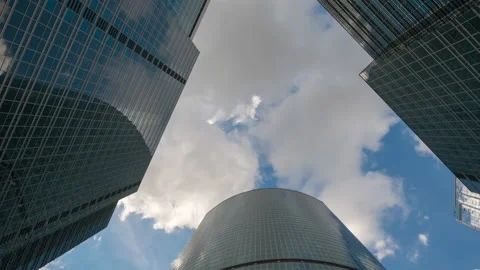 View of Skyscrapers and Clouds Sky Stock Footage 162802972
