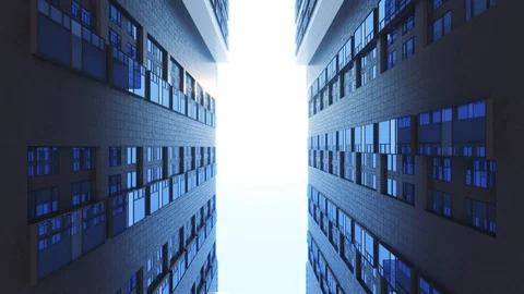 View of the skyscrapers from the bottom up in the city Stock Footage 109476198