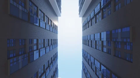 View of the skyscrapers from the bottom up in the city Stock Footage 111072283