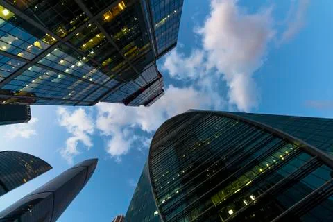 View of skyscrapers from the bottom up Stock Photos