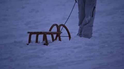 View of sleigh in the snow Stock Footage 262059330