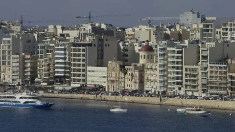 A view of Sliema from Valletta, Malta Stock Footage 74891805