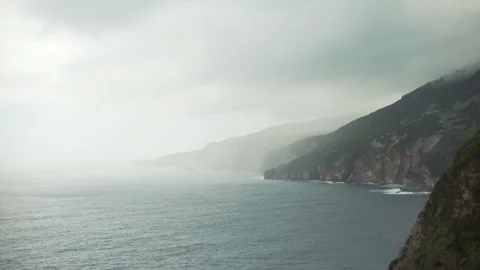 View of Slieve League cliffs and landscape in Ireland Stock Footage 144536437
