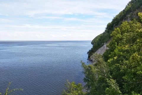View of the slope by the river Stock-Fotos