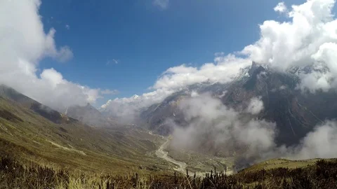 View from the slope of Sunder Peak. Time lapse Stock Footage 125388669