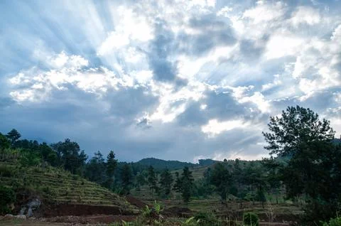 View of the slopes of Mount Arjuno, Pandaan Indonesia Stock Photos