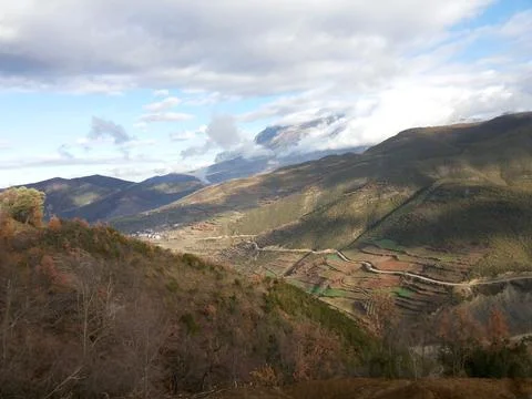View on the slopes of the mountains Stock Photos