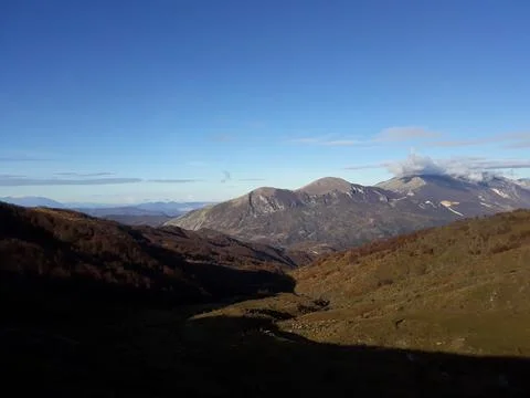 View on the slopes of the mountains Stock Photos