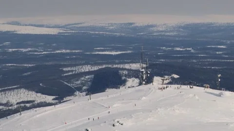 View to the slopes of the ski resort in Trysil, Norway. Stock Footage 61470000