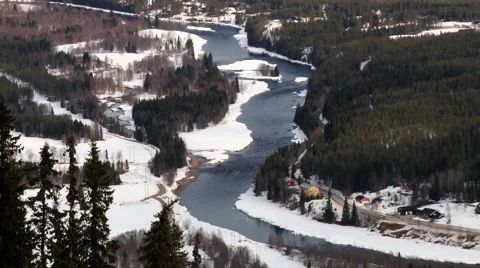 View to the slopes of the ski resort in Trysil, Norway. Video stock 61470302