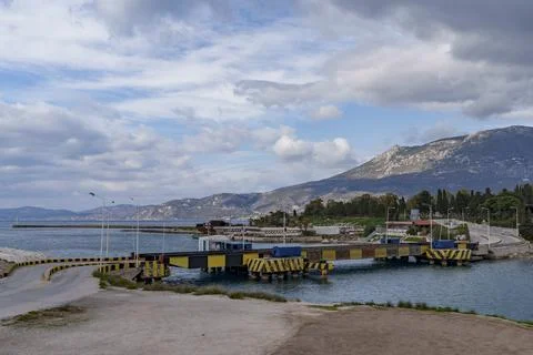 View of the small drawbridge connecting the two banks Stock Photos