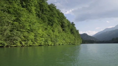 View from a small electric boat on a river Stock Footage 146010106