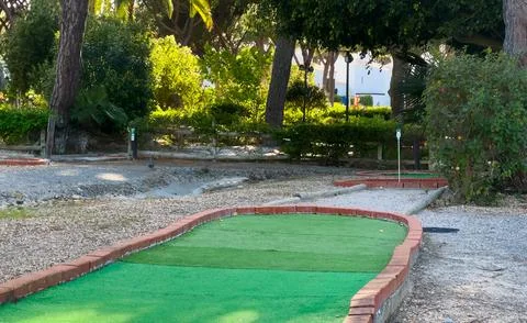 View of small empty golf course Stock Photos