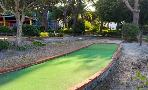 View of small empty golf course Stock Photos
