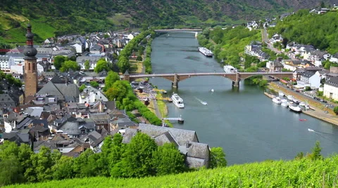 View of the small German town Cochem. Stock Footage 52179223