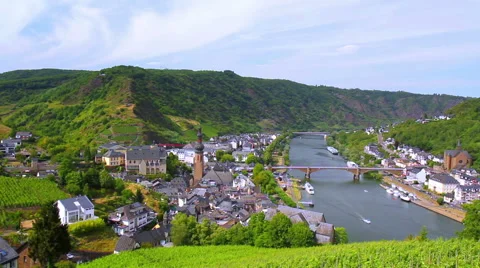 View of the small German town Cochem. Stock Footage 52179817