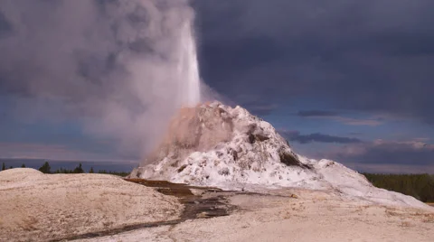 View of small geyser erupting in Yellowstone National Park Stock Footage 47216042