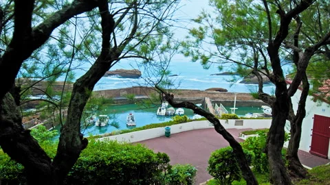 View of a small harbour in Biarritz. Stock Footage 247222910