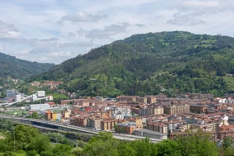 A view of small mining town of Mieres del Camino Stockfoto's