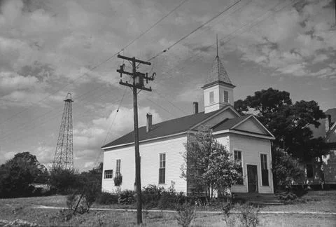 A view of a small oil boom town., Mississippi, USA Stock Photos