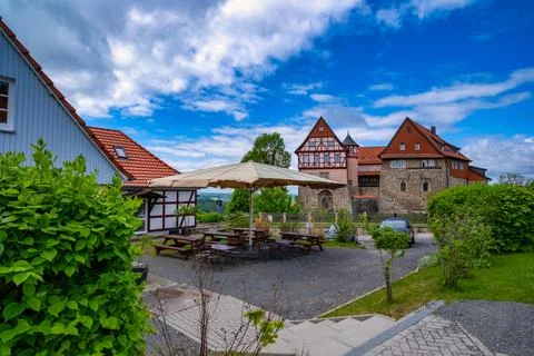 View of a small old castle in Germany. Bodenstein Castle is a medieval castle Stock Photos