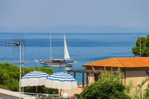 View of small picturesque town Sant Andreas on Elba Island, Italy Stock Photos