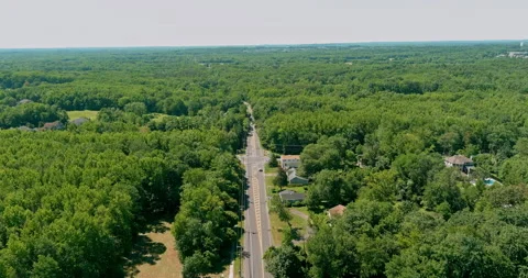 View of the small provincial American town between the forest in Monroe New Stock Footage 172153392