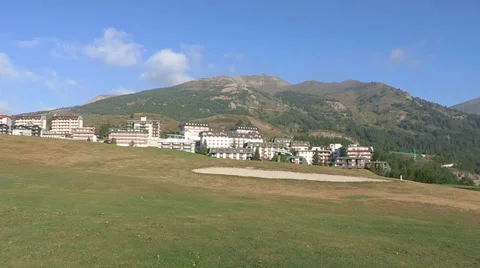 View of small town in the Alps Stock Footage 37587189