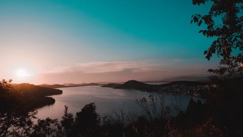 View of small town called Tisno Video stock 91282381