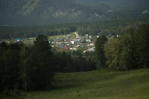 View of a small town from a height Stock Photos