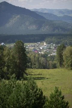 View of a small town from a height Stock Photos