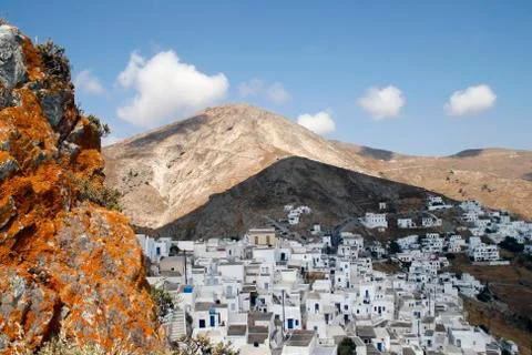 View of the small town with mountains Stock Photos