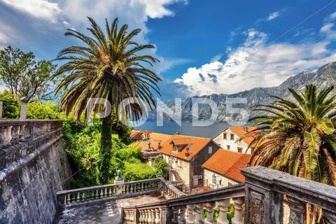View of a small town by the sea Stock Photos