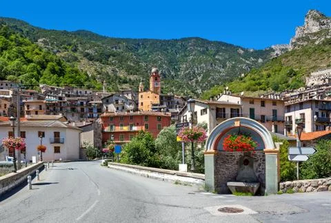 View of small town of Tende. Stock Photos