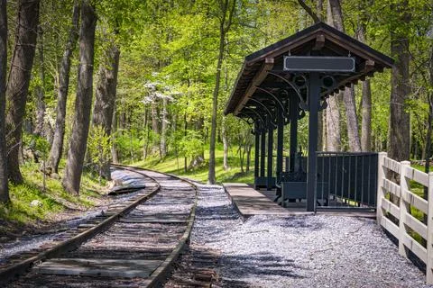 View of a Small Train Station in the Middle of Rural America Stock Photos