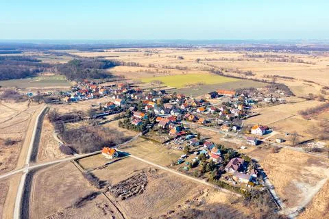 View of a small village among the fields Stock Photos
