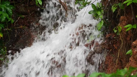 View of small water fall, Water flowing down at fast speed Video stock 191446304