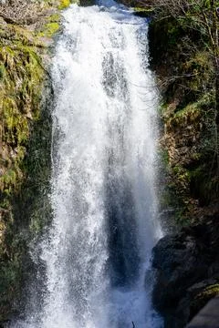 View of a small waterfall among the Alpine mountains in Styria, Austria Foto stock